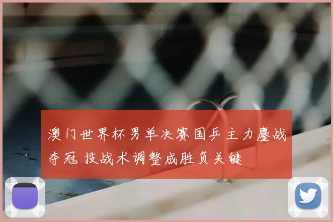 澳门世界杯男单决赛国乒主力鏖战夺冠 技战术调整成胜负关键